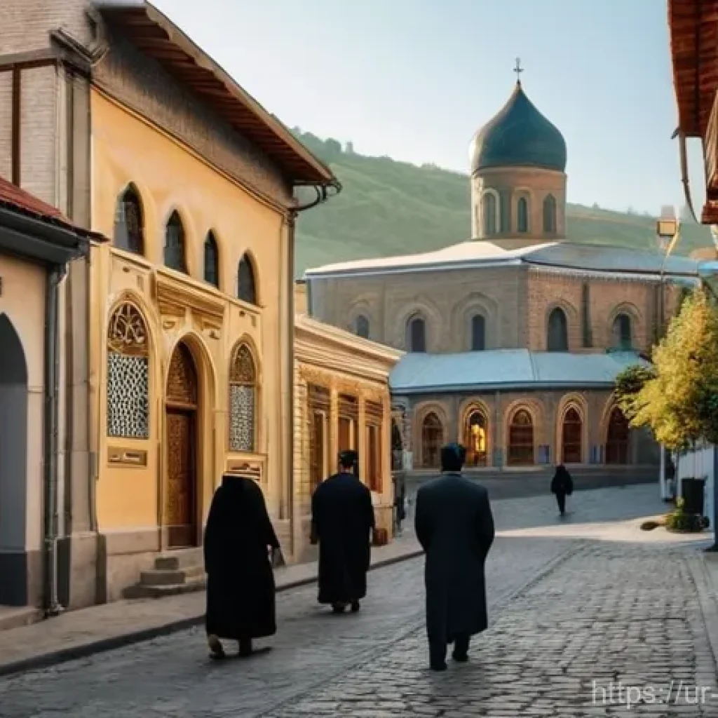 조지아의 종교적 관습 - **Tbilisi's Harmonious Streets:** A panoramic view of a charming, ancient cobblestone street in old ...