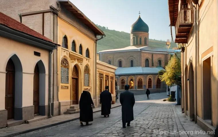 조지아의 종교적 관습 - **Tbilisi's Harmonious Streets:** A panoramic view of a charming, ancient cobblestone street in old ...