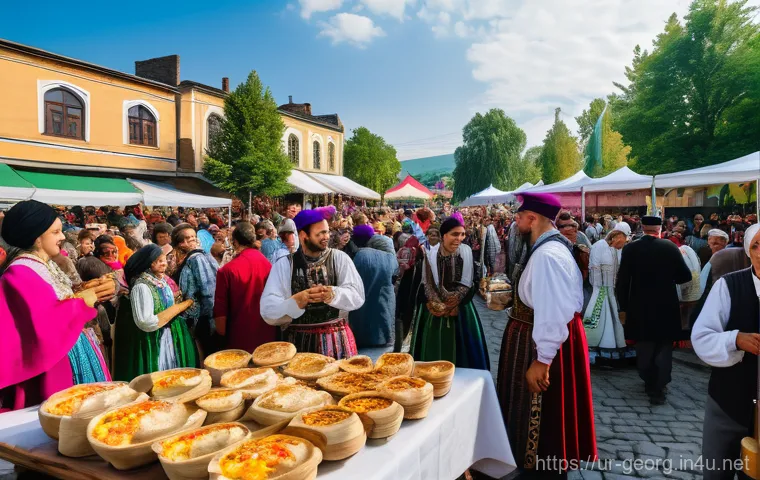 조지아 민속 음악 축제 - A group of Georgian folk musicians, dressed in richly embroidered traditional national costumes, are... 조지아 민속 음악 축제 - A group of Georgian folk musicians, dressed in richly embroidered traditional national costumes, are...